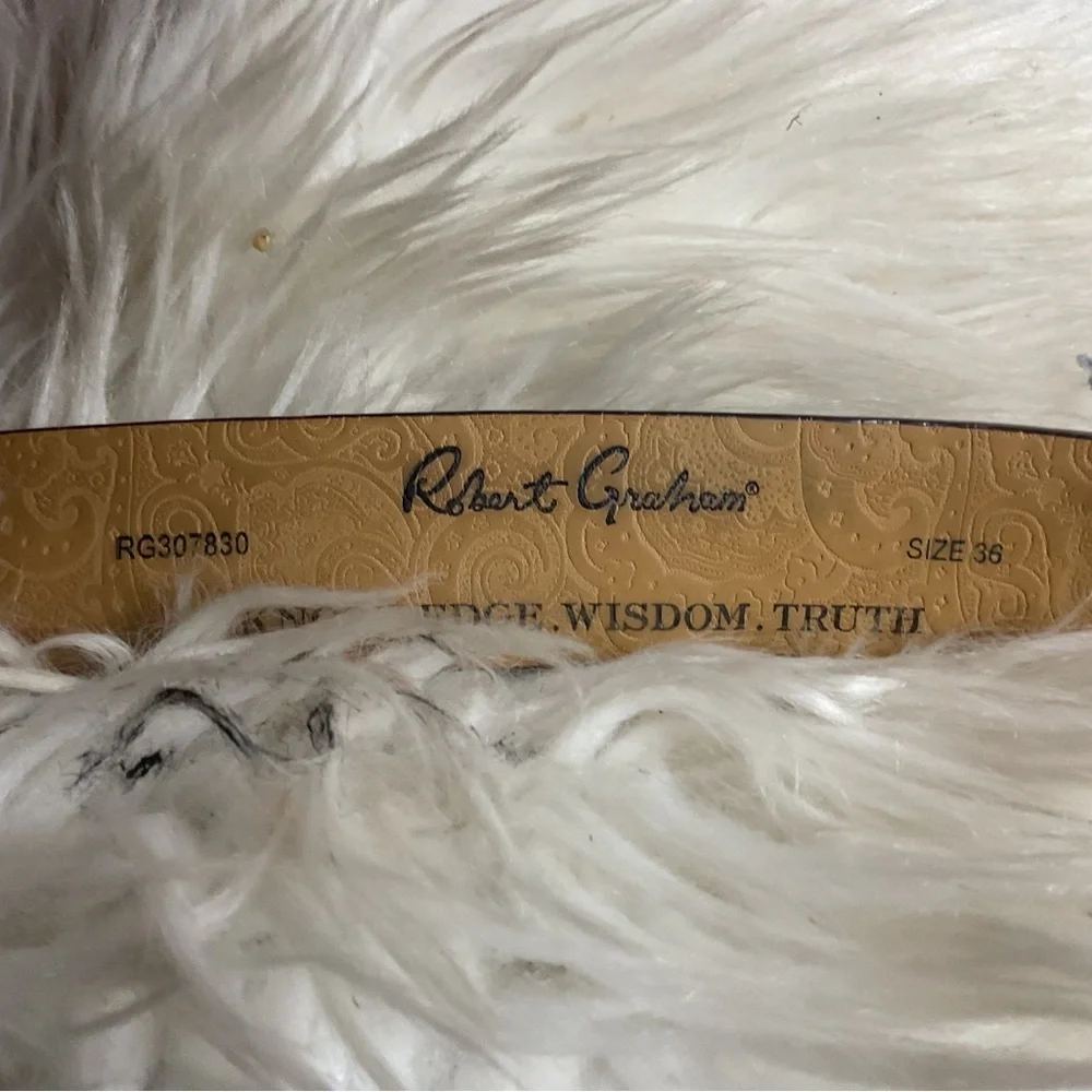 Robert Graham lux embossed brown leather belt 38